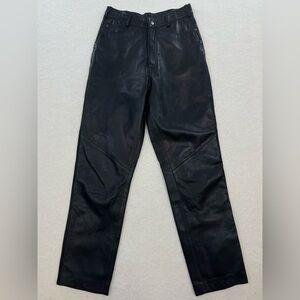 Vintage Continental Leather Fashion Black Lambskin Pants Size 28